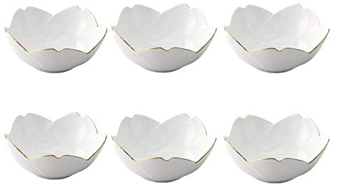 XIGUI Japanese Style Soy Sauce Dishes set of 6, Cherry Blossom Porcelain Sauce Dish Seasoning Dish Sushi Soy Dipping Bowl Dessert Bowl Appetizer Plates Serving Dish for Kitchen Home (Cream color)