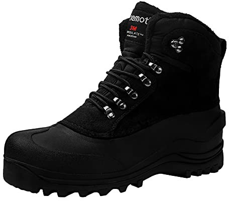 riemot Women's Men's Snow Boots, Waterproof Winter Boots for Dog Walking Hiking Trekking Fishing Riding Hunting, Mucker Yard Boots Warm Gardening Shoes Anti-Slip Ankle Boots, Black Men UK12/EU46