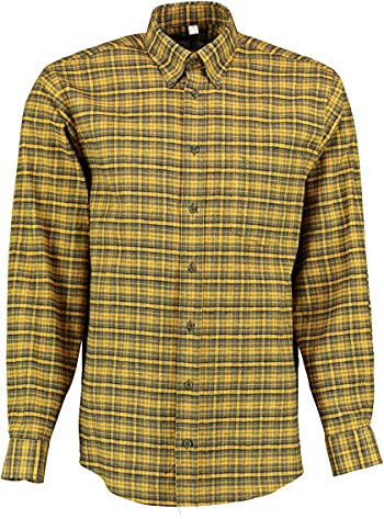 TOM COLLINS Herren Hemd Langarm Jagdhemd mit Button-Down Kragen Kreldo, Größe:47/48, Farbe:orange
