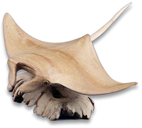 ART-CRAFT Kunsthandwerk aus Bali von Hand Geschnitzte wunderschöne deko Holz Miniatur Manta Tierfigur. Ideal als Wohnzimmer deko Figur oder als Regaldekoration. Hervorragend als Geschenk geeignet.