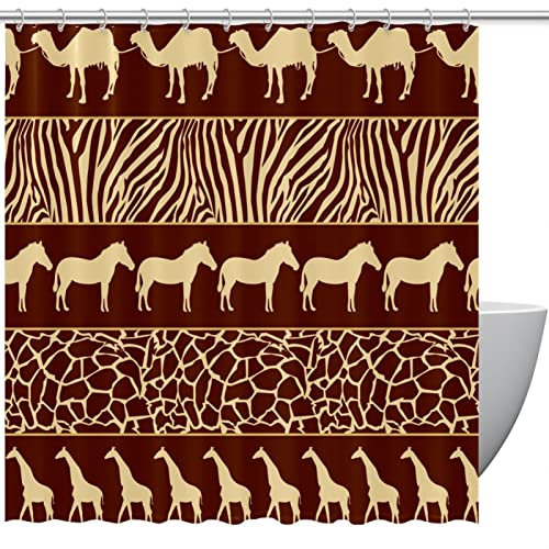Rideau de douche à motif africain avec animaux sauvages, imperméable, coloré, drôle avec taille standard 183 x 183 cm