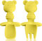 Cuillère Bébé - Fourchette Bébé, XOPOZON Ensemble de Couverts Bébé, Couverts Ergonomiques Encourager Votre Bébé à Manger de Manière Indépendante, Sans BPA (Jaune)
