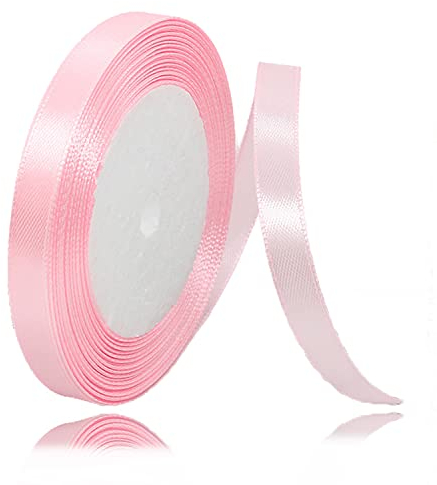 Geschenkband Hellrosa 10mm Breit, 23 Meters Satinband Hellrosa Geschenkbänder Stoff Schleifenband Dekoband zum Geschenkverpackung, Bastelarbeiten, Geburtstag und Hochzeitsdekoration