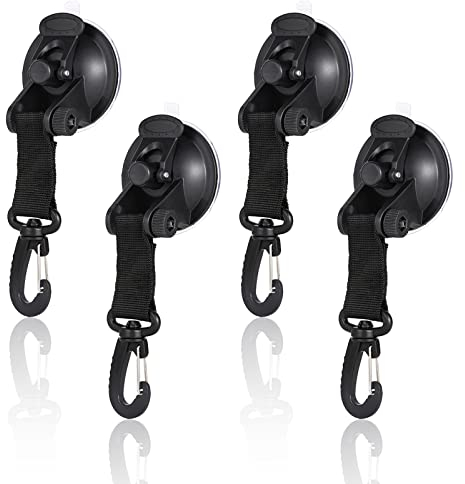 4 Piezas Anclaje de Ventosa, Ventosas Fuertes Amarran, Ventosas Furgoneta Camper, Ventosa con Gancho de Seguridad Fuertes Ganchos de Succión para Camping para Camping Taller Casa Móvil Hogar Toldo