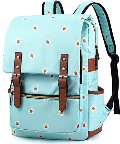 Junlion Slim Laptop Backpack College Student School Bag Travel Rucksack Daypack Daisy Blue
