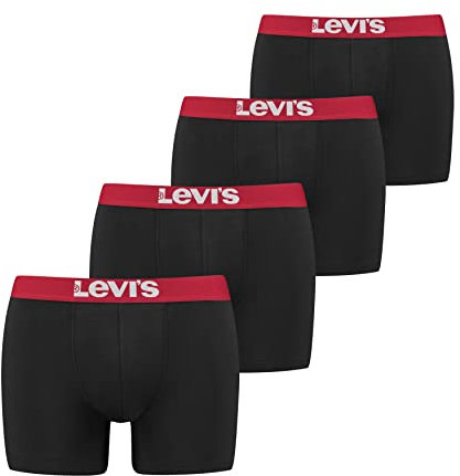 LEVIS Men's Boxer, Black/Red, S (Pack of 4)