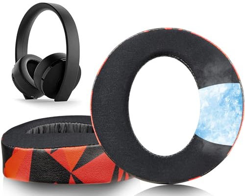 SOULWIT Cooling-Gel Ear Pads Cushions for Sony New Gold Wireless Playstation PS4 Headset, Replacement Earpads for 2018 Version, Headphone Model CUHYA-0080 - Red Storm