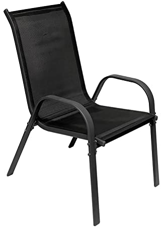INDA-Exclusiv Stapelsessel Gartenstuhl Gartensessel stapelbar mit Textilenbespannung Balkonmöbel Gartenmöbel Terrassenmöbel Anthrazit - Schwarz Metall - Textil, Mengen:1 Stück