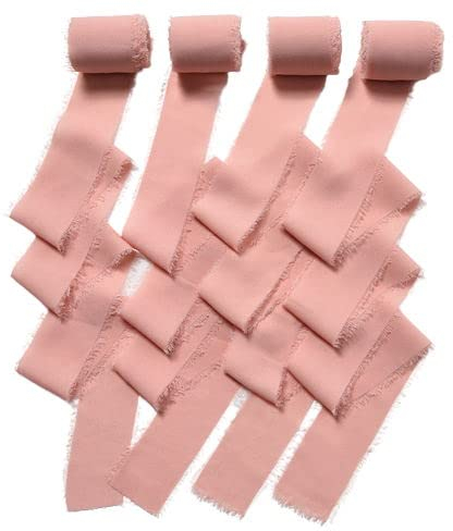 4 Rollen chiffonband Vintage Geschenkband Dekoratives schleifenband DIY Handwerk Schleifenband Hochzeit Party Deko für Hochzeitseinladungssträuße Geschenkverpackung (Pink)