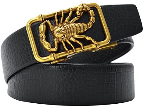 JORSUN Metall 3D Schnalle Gürtel Herren Leder Automatische Schnalle Punk Gürtel Verstellbarer Gürtel