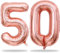 Rose Gold 50th Birthday Balloons - 40 Inch Large Mylar Foil Number 5 and 0 Balloons for Women's 50th Anniversary Party Decorations