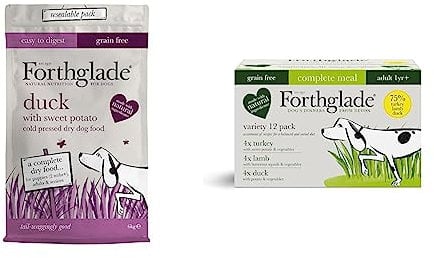 Forthglade Complete Natural Dry & Wet Dog Food - Grain Free Duck with Veggies (6kg & 12 x 395g) Adult Dog Food 1 Year+