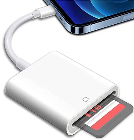 Dairle Lector de Tarjetas SD para iPhone iPad, [Certificado Apple MFi] Cámara de Juegos de Rastro, Lector de Tarjetas SD, Adaptador de Tarjeta de Memoria de Fotografía, Plug and Play
