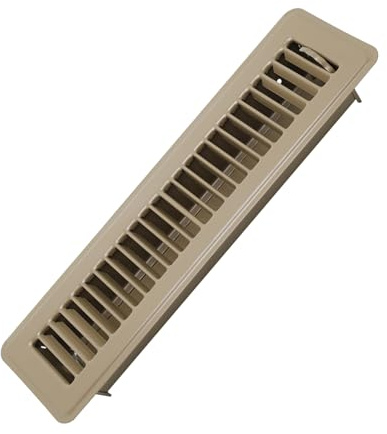 Howeall Rejilla de suelo de 2 x 12 pulgadas, rejillas de ventilación de acero resistente, palanca de suministro de aire de fácil ajuste, cubiertas de ventilación para el hogar (marrón)