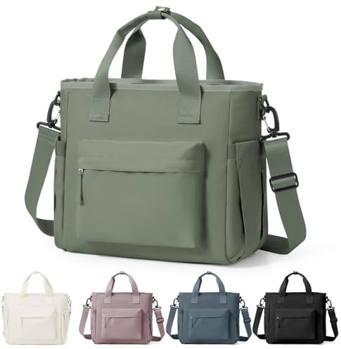 UPPACK Isolierte Lunchtasche für Damen, große Lunch-Tragetasche, Boxen, Boxen mit Schultergurt, Erwachsene für Damen, Herren, Arbeit, grau-grün, mit Wasserflaschenhalter