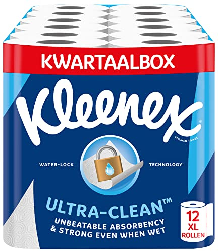 Kleenex® Rollo de cocina Ultra Clean™ 12 Maxi XL Rollos de cocina, Toalla de cocina de absorción y resistencia inigualables - Embalaje 100% reciclable