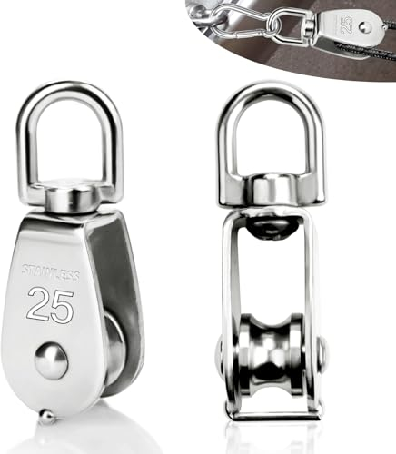 SWTYExt Umlenkrolle Klein 2 Stück Seilrolle Umlenkrolle 25mm Umlenkrollen M25 für Seile Tragkraft 150Kg Edelstahl 304 Seilrolle Fitness mit Kugellager für Seile Bis 11mm Durchmesser