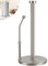 HEFTMAN Silver Kitchen Roll Holder - Paper Towel Holder with Tension Arm and Anti-Slip Weighted Base - Stainless Steel Kitchen Roll Holder Free Standing Scratch-Free Kitchen Roll Dispenser (Silver)