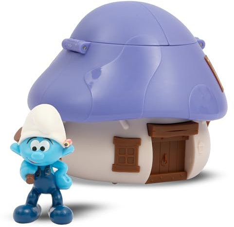 Giochi Preziosi Die Schlümpfe - Das Schlumpfhaus mit lila Dach mit wiederaufladbarem Mechanismus im Inneren Schlumpf Erfinder 5,5 cm, für Kinder ab 3 Jahren