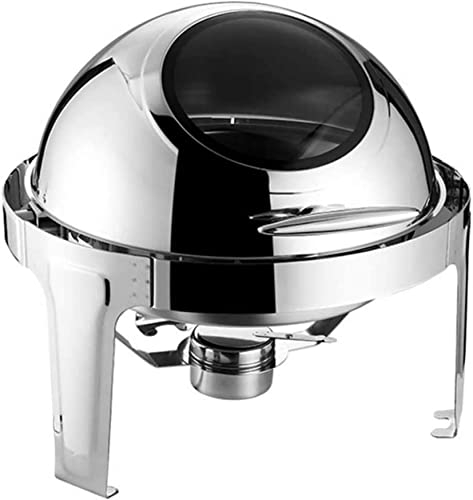Set di scaldavivande in acciaio inossidabile, set di scaldavivande rotondi in acciaio inossidabile scaldavivande da tavola rotonda, per ristorazione con vassoio scaldavivande a buffet