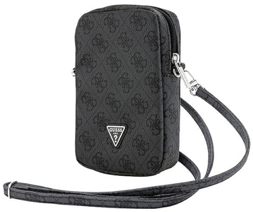 CG Mobile Guess Handytasche GUWBZP4GFTSK Schwarzk Zip 4G Triangle iPhone 12, iPhone 13 Kunstleder Saffiano-Leder Goldenes 4G-Logo Goldbeschläge Dreieck
