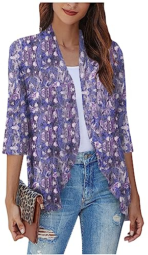 SCBFDI Cardigan Elegante Donna, Cardigan Kimono Per le Donne Cardigan Aperto Con Volant, Casual, Manica 3/4, Maglioni Leggeri, Spolverino, Ragazze, Moda, Coprispalle Sposa Organza, Cardigan Donna Nero