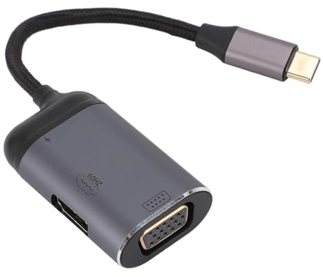 Cuifati USB-C-HUB 3-in-1, USB-C-zu-HDML-VGA-Adapter, USB-Typ-C-Stromversorgung 100 W, Unterstützt 4K HDML und 1080P VGA, Multiport-USB-C-Adapter, für OS X für für Android