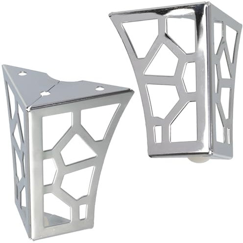 AERZETIX - C74759 - Lot de 4 Pieds de Meubles 100x70x70 mm - en métal - Couleur Argent - fauteille canapés Bureaux lit Armoire
