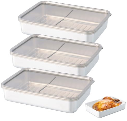 PTJJXA 3 Pcs Meal Prep Containers 1000ml, Boite Rangement Frigo Empilables, Boites Alimentaires Hermétiques, Recipient en Acier Inoxydable avec Couvercle, sans BPA