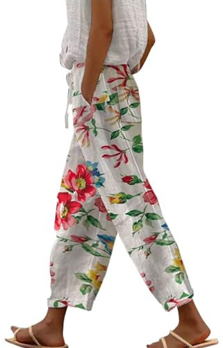 Angxiwan Blitzangebot Legging 7/8 Damen Gym Caprihose mit Hohem Bund Musselin Gerades Bein Stretch mit Quaste Radlerhose Baumwolle Legging Capri Leggings MäDchen 152