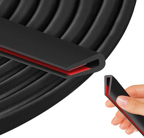 FloraVigo Rubber Edge Trim, Self Adhesive U-Shaped Rubber Sealing Strip Black Door Edge Protection Strip for Door Trim, Windows, Sheet Metal, Glass Sheet(1.6mm-3m)