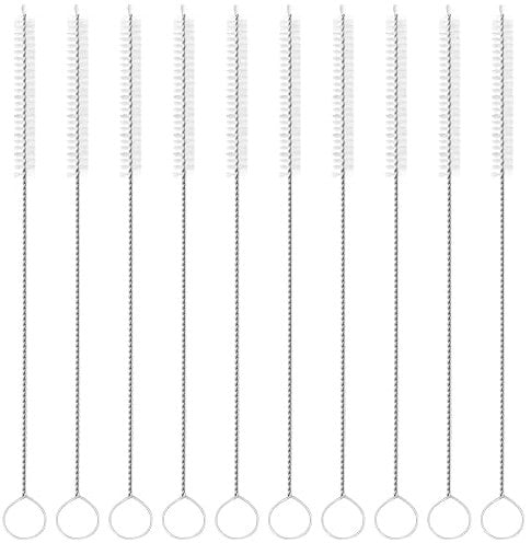YUNGMAX Straw Cleaner Brush, 10 Pieces Nylon Reusable Straw Cleaning Brushes for Metal/Glass/Silicone Straw, Small Bottle, Milk Tube, Pipes