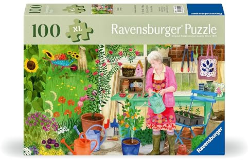 Ravensburger Puzzle 12001362 - Gartenarbeit - 100 Teile Garten-Puzzle für ältere Menschen und Senioren, mit größeren, griffigen Puzzleteilen, großer Bildvorlage und mit Stabiler Unterlage zum Puzzeln
