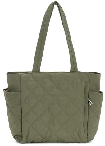 EVEOUT Puffer Schultertaschen Damen Große Gesteppte Shopper Leichte Puffy Tote Schultertaschen Gesteppte Tragetasche Arbeitstasche