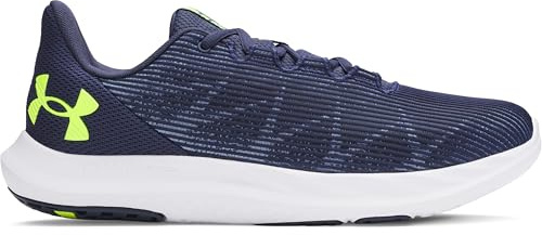 Under Armour Men's Charged Speed Swift, Lightweight and Ultra-Breathable Men's Runners, Running Shoes with Durable Rubber Outsole,Washed Navy / Black / High Vis Yellow,8.5