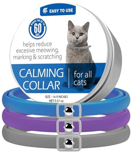 Wisebom Cat Collar Repellent 3 Pack, Adjustable Cat Calm Collar Lavender Scent Relaxing Cat Collar Slow Release Cats Collars Comfortable Waterproof Protection Collar for Small,Medium,Large Cats, 38cm