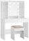 VASAGLE Schminktisch mit Beleuchtung, einstellbare Helligkeit, Hocker, Frisiertisch mit Spiegel, Kosmetiktisch mit verstellbaren Ablagen, 2 Schubladen, modern, wolkenweiß und pastellrosa RDT726W01