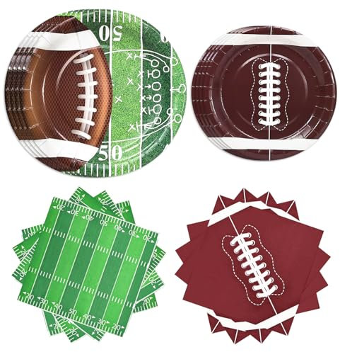HEIPINIUYE Suministros para fiestas de fútbol, platos y servilletas, juego de vajilla, decoración de fiesta temática de fútbol
