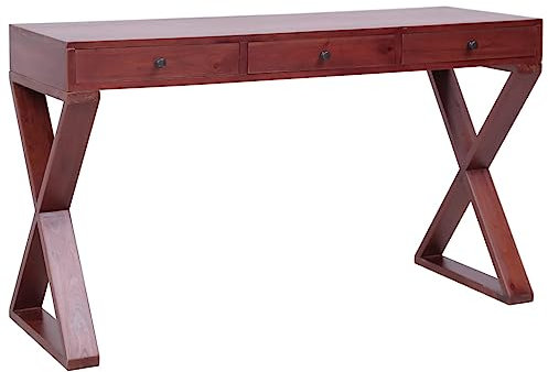 TJROO Bürotisch 115 x 47 x 77 cm Dunkelbraun Mahagoni Massivholz Lesetisch Großer Raum Industrielle Kunst Tisch Innendekoration Wohnzimmer Arbeitszimmer