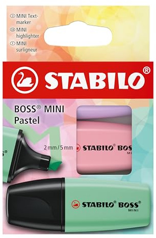 STABILO BOSS MINI Pastel - Highlighter | Pack of 3 - Hint of Mint, Pink Blush, Lilac Haze