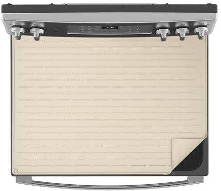 KitchenRaku Copri Piano Induzione 71X51cm, Coperchio per piano di cottura in silicone per fornelli elettrici, resistente al calore tappetino in silicone per piano cottura (Beige)