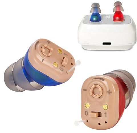 WEIYII Digitales wiederaufladbares Soundgerät für Erwachsene und Senioren,32 Kanäle,Rauschunterdrückungsfunktion und Ladebox