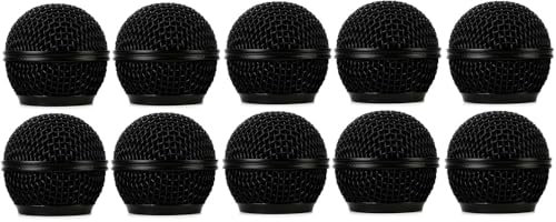 SM58 RK143G Replacement Grille for Shure SM58-LC Cardioid Dynamic Vocal Microphone, with Windscreen, Black Color, 10 Pack