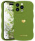 LAPOPNUT for iPhone 15 Pro Max Case,Cute Curly Wave Frame Love Heart Phone Case for Girls Women,Soft Silicone TPU Bumper Shockproof Camera Protective Cover for iPhone 15 Pro Max 6.7 inch,Light Green