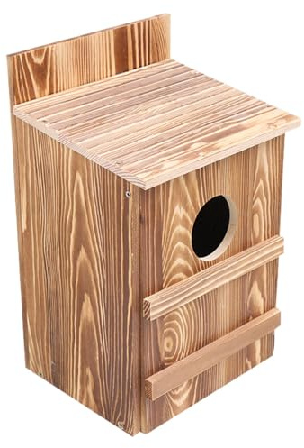 Genérico Eulen-Vogelhaus, Eulen-Nistkästen aus Holz, Haus für den Außenbereich, runde Öffnung, einfache Montage, große Vögel für Zäune, inklusive Montageschrauben