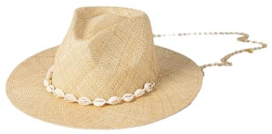 Sombrero de paja de metal para mujer, tejido a mano, sombrero de jazz de paja Toquilla para playa, Color original, 6 7/8 / 7 1/8