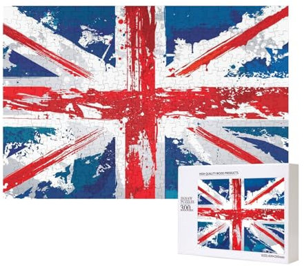 United Kingdom Union Jack,300 Pieces Wooden Jigsaw Family Game Jigsaw Puzzles for Adults Teens Home Decor