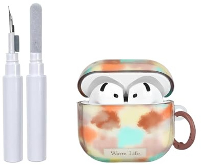Reownest Kompatible für AirPods 4 Hülle mit Reinigungsset, Cute Bunt Leopardenmuster Ästhetische Design, Kratzfeste Schlüsselbund Abdeckung Soft Kopfhörer Handyhülle - Bunt