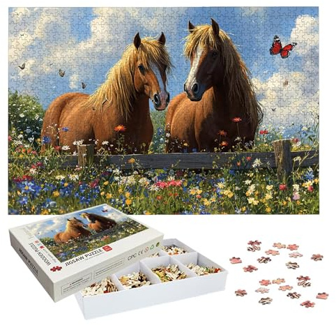 Puzzle 2000 Teile Erwachsene, Pferd Puzzle 2000 Teile, EIN Herausforderndes Rätsel, Bauernhof Holzpuzzle Erwachsene mit Exquisiter Verpackungsbox, Puzzlespiele für Die Ganze Familie, Geschenke, -6920