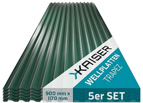 KAISER plastic® Wellplatten Grün | Wellplatten Dach, Welldach Kunststoff | Dachplatten wetterfest | Überdachung (5, 90 x 117 cm)